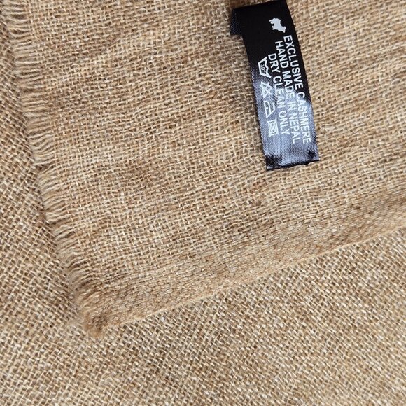 Cashmere Wrap/Scarf Large Woven Lightweight Tan - Picture 6 of 6